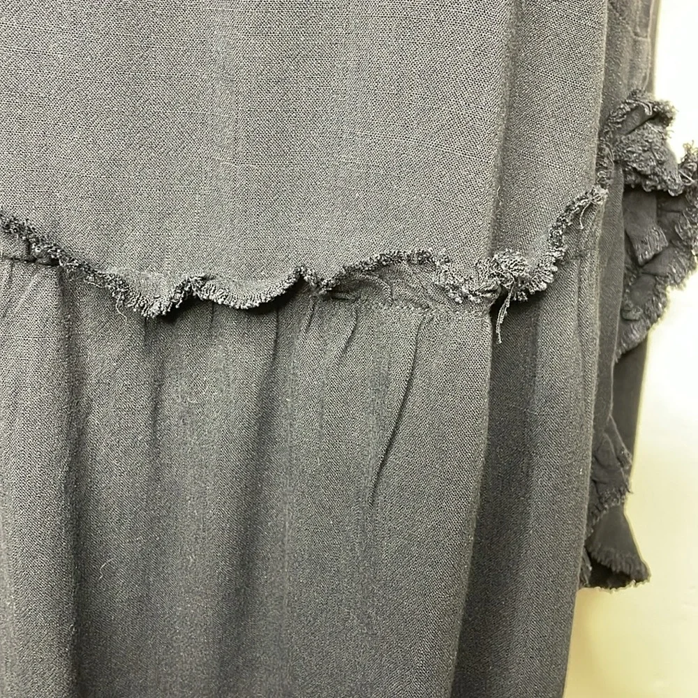 UMGEE Top Black Linen Blend Popover BOHO Side Splits to Waist Sleeveless Small - Picture 7 of 12